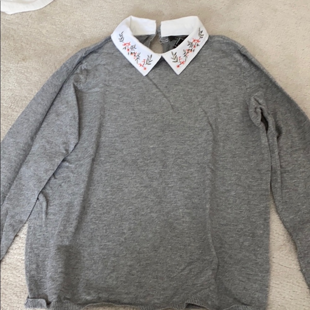 long sleeve embroidered collared shirt